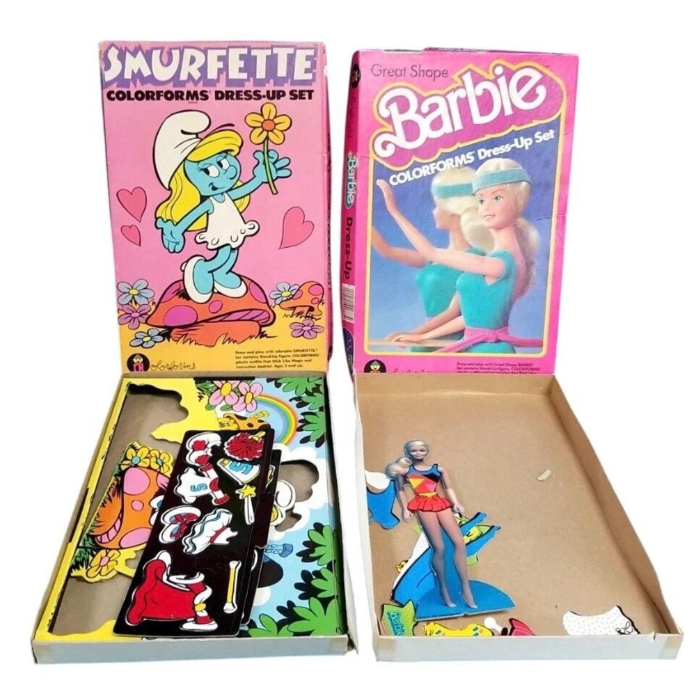 Barbie and Smurfette Colorforms‎ Dress Up Set Great Shape Barbie Vtg 80s Retro